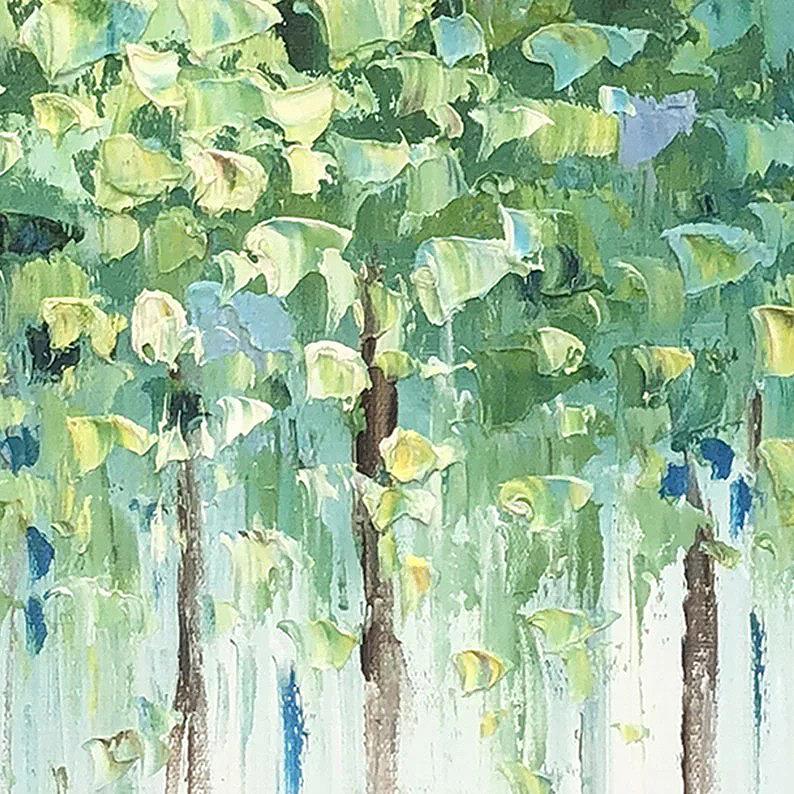 green woods by Palette Knife detail Oil Paintings